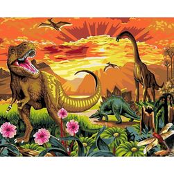 Картина "Направи си сам" с динозаври - 40 x 50 cm