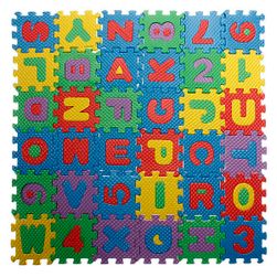 Farebné penové puzzle - abeceda a číslice - 5 x 5 cm