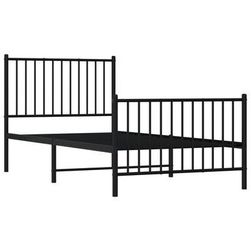 Metalowa rama łóżka z zagłówkiem i podnóżkiem czarna 90 x 190 cm ZO_350874-A