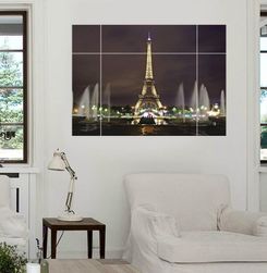 Autocolant 3D pentru perete - Turnul Eiffel luminat