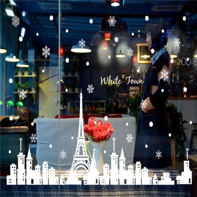 Samolepka na okno - vánoční Paříž 1