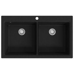 Kuhinjski sudoper s dvostrukim sudoperom granitno crni ZO_141675-A