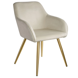 Židle Marilyn sametový vzhled zlatá krémová/zlatá ZO_404623