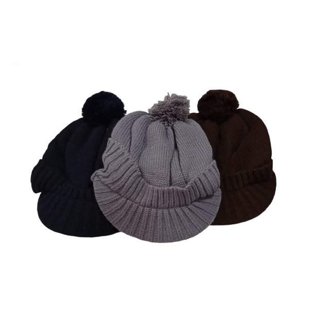 Зимна шапка с връх и помпон, цвят: ZO_cac3b688-fe2a-11ee-85de-bae1d2f5e4d4 1