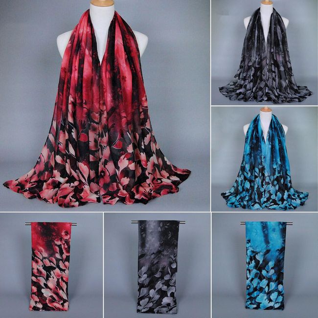 Dámský šifonový šátek s květinami - 3 barvy 1
