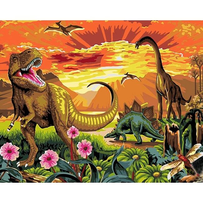 DIY maľba s dinosaurami - 40 x 50 cm 1