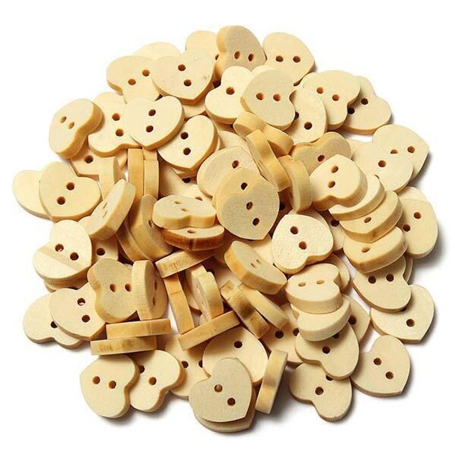 Dřevěné knoflíky v podobě srdíček - 100 kusů 1