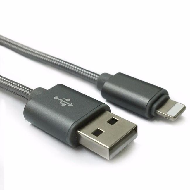 Wysokiej jakości kabel w oplocie do iPhone'a 8pin Lightning - złoty / szary / różowy 1