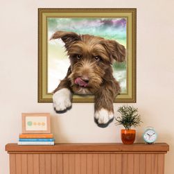 3D samolepka na zeď 40 x 50 cm - Pejsek v rámu