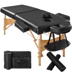 Sklopivi drveni stol za masažu 2 zone, podstava crna 7,5 cm ZO_400421