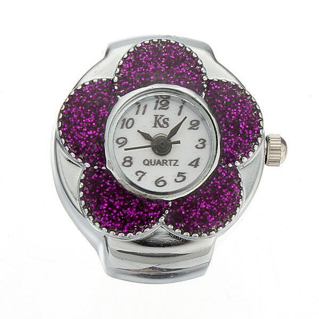 Pierścionek z fioletowym kwiatkiem - zegarek 1