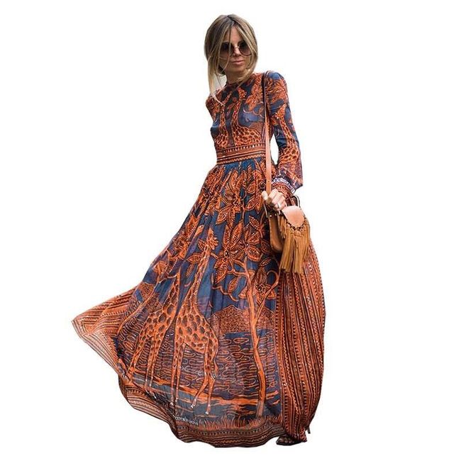 Ženska dolga obleka v boemskem slogu 1