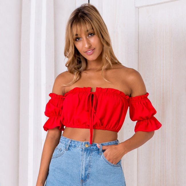 Sexy crop top se spadlými rameny 1