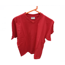 Damska koszulka z dekoltem w szpic - czerwona, Rozmiary XS - XXL: ZO_268304-S