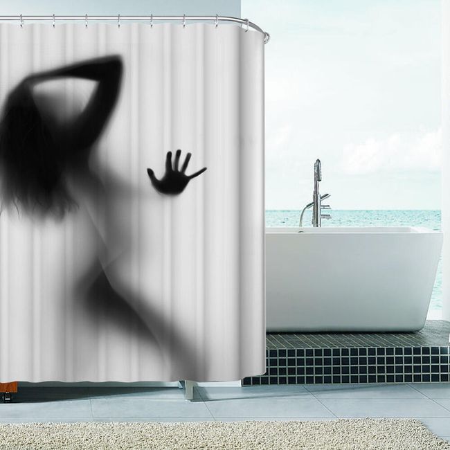 Kúpeľňový záves sa sexy siluetou 1