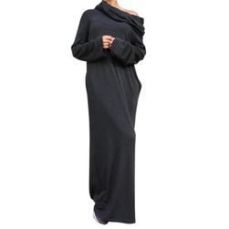 Udobna ženska maksi obleka s kapuco - 3 barve