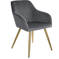 Židle Marilyn sametový vzhled zlatá tmavě šedá/zlatá ZO_403653