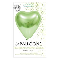 Fiesta - Balony - 6 szt. - serduszka lustrzane zielone - Ø30cm ZO_XDKO80332