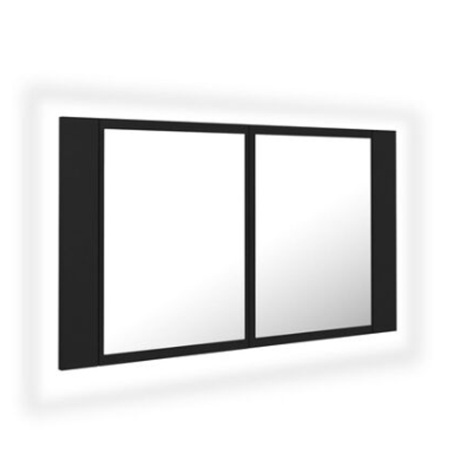 LED koupelnová skříňka se zrcadlem černá 80 x 12 x 45 cm akryl ZO_804965-A 1