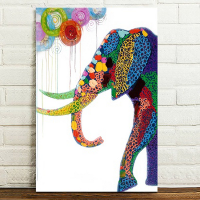 Obraz - slon v abstraktních barvách - 75 x 50 cm  1