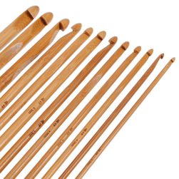 Комплект 12 бамбукови куки за плетене - различни размери
