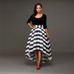 Dlouhé šaty s pruhovanou sukní - 4 velikosti