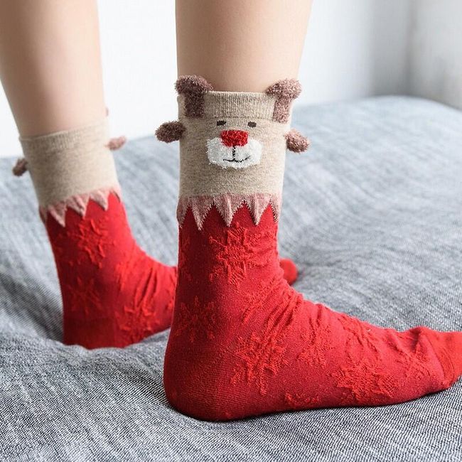 Ponožky s veselými vánočními motivy - 1 pár 1