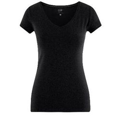 Tricou clasic negru cu guler în V, mărimi XS - XXL: ZO_253951-XXS