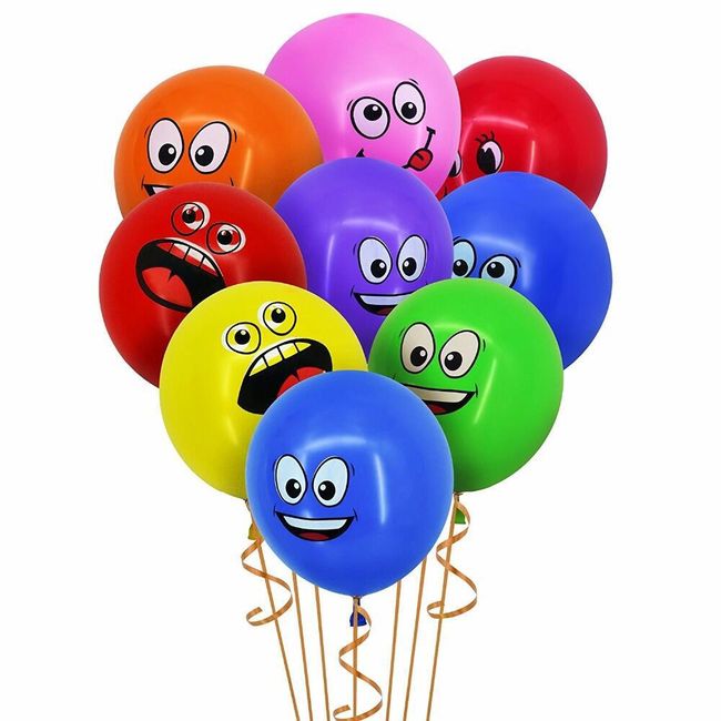 Baloane colorate inscripționate cu emoticon - 10 bucăți 1