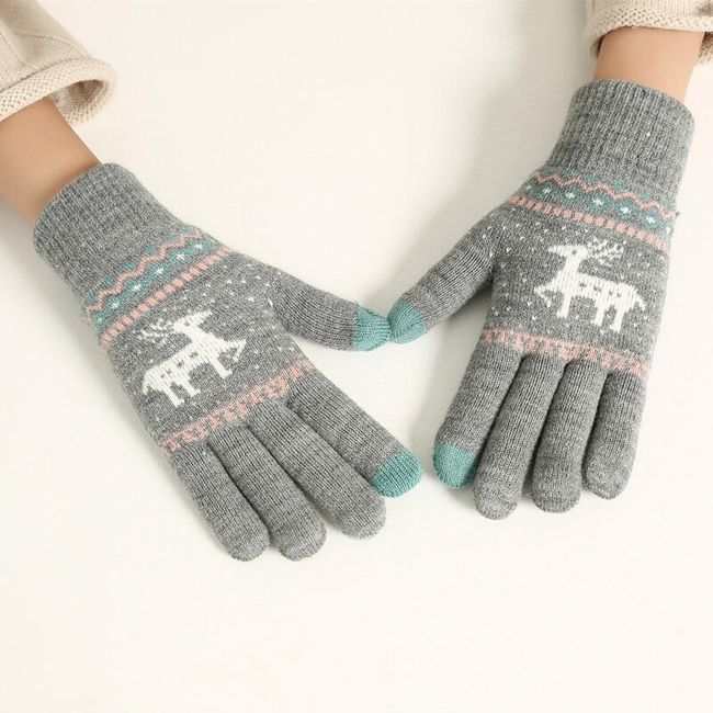 Zimní rukavice se sobem - různé barvy 1