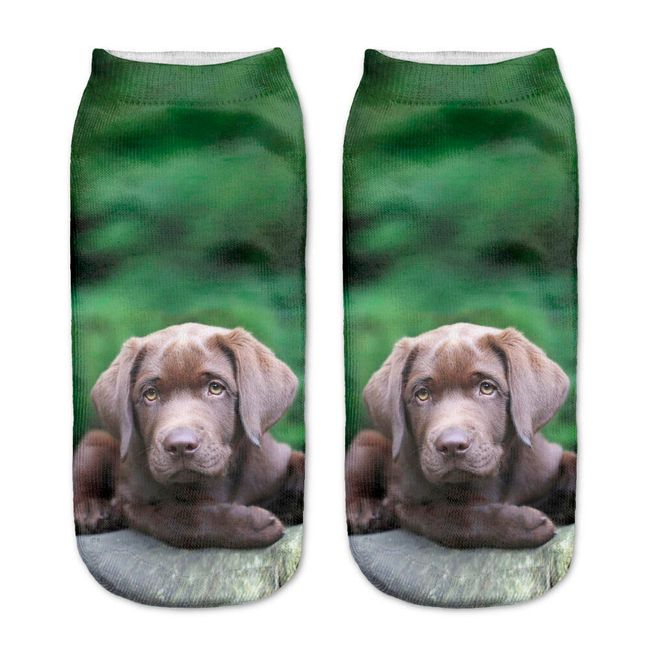 Къси дамски чорапи с печат на кучета 1