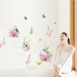 Samolepka na zeď s motýlky a ptáčkem