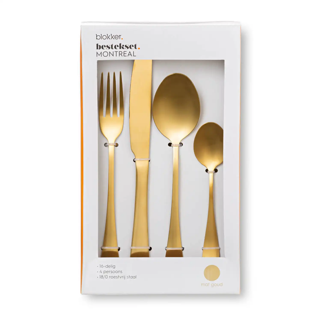 Set de tacâmuri Blokker Montreal 16 piese - auriu mat ZO_XDKO83217 1