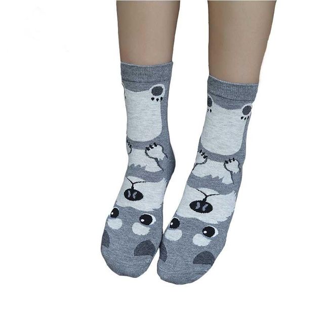 Дамски чорапи с печат на весели кученца 1
