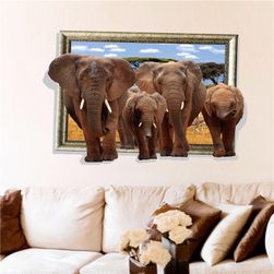 3D стикер за стена - Стадо слонове - 2 варианта