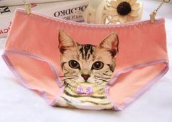 Dámské kalhotky s roztomilou kočičkou s motýlkem