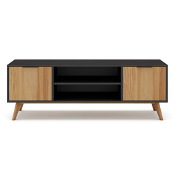 Černý/přírodní TV stolek z borovicového dřeva 140x53 cm Lavis – ZO_248938
