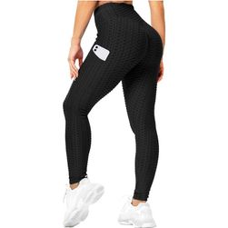 RIOJOY Női push-up leggings zsebekkel, waffle fekete, XS - XXL méretek: ZO_60e94c98-f9dc-11ee-9430-aa0256134491