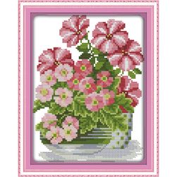 Obrazek do haftu DIY - Różowe kwiaty