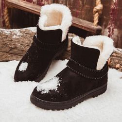 Дамски зимни ботуши с кожа - глезена Черно, Размери на обувките: ZO_232557-36