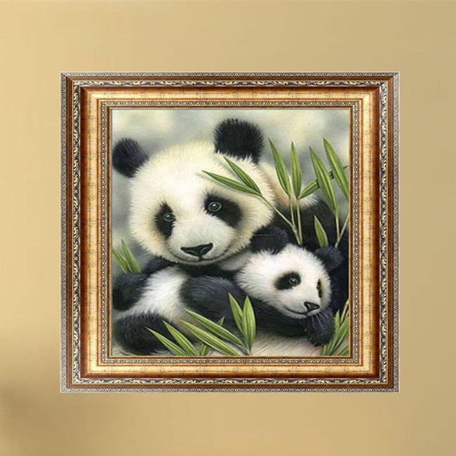 5D slika sa pandom i mladuncem DIY 1