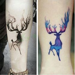 Tymczasowy tatuaż z motywem mitycznego jelenia