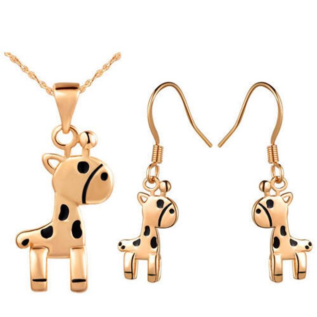 Komplet originalnega nakita v obliki žirafe - obesek in uhani 1