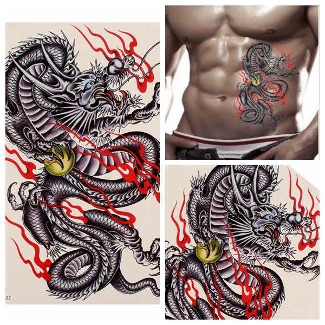 Barevné dočasné tetování draka 1