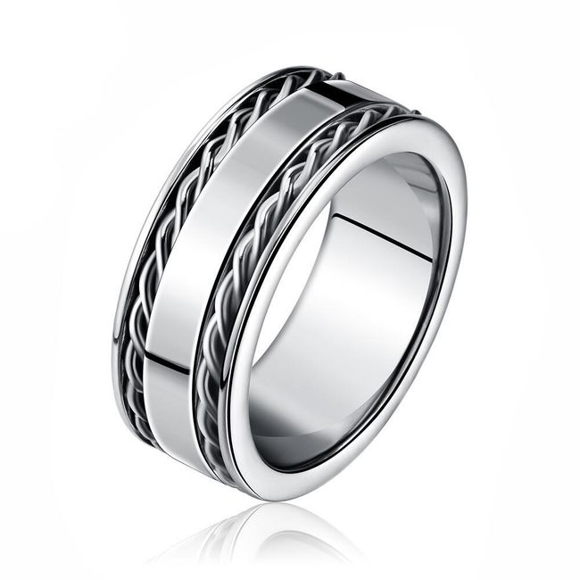 Pánský jednoduchý prsten - stříbrná barva 1