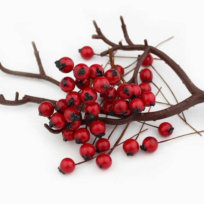 Dekoráció - piros bogyós gyümölcsök - 50 db 1