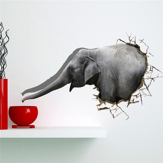 3D samolepka slona na zeď 1