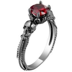 Gotický prsten s červeným kamenem - různé velikosti