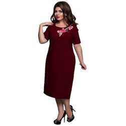 Rochie de damă pentru întregi cu broderie - 4 culori