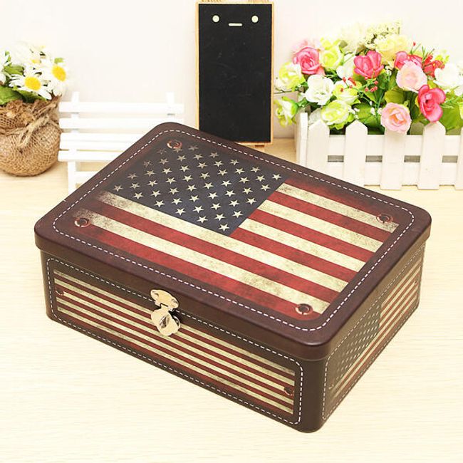 Kovový retro box s vlajkou USA 1